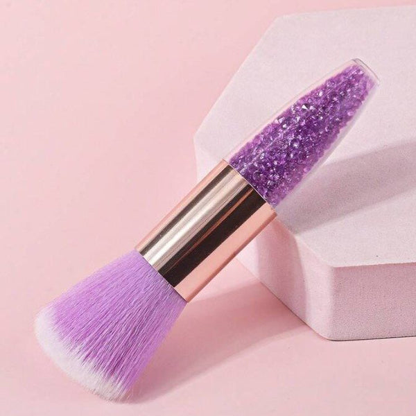 Фиолетовая кисть для очистки ногтей с прозрачной ручкой